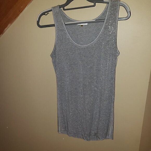 Women's Calvin Klein Gray Silver Stud Embellished Knit Tank - Picture 1 of 5